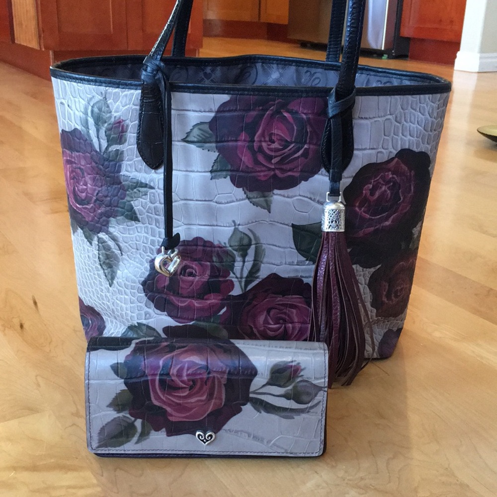 BRIGHTON | Victorian Rose Croc Embossed Leather Tote & Wallet